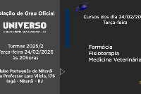 Colação de Grau Oficial Universo São Gonçalo dia 24 de Fevereiro - Terça às 20h