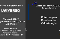 Colação de Grau Oficial Universo Campos dos Goytacazes dia 09 de Março - Segunda às 20h