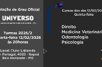 Colação de Grau - Centro Universo Belo Horizonte - 12 de Fevereiro - Quinta às 20h