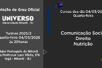 Colação de Grau Oficial Universo Niterói dia 04 de Março - Quarta às 20h