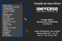 Colação de Grau - Centro Universo Juiz de Fora - 14 de Agosto - Quinta às 20h