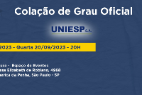 Colação de Grau UNIESP UNIFICADOS - 20 de Set - Quarta - 20H