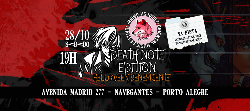 AVN - HALLOWEEN BENEFICENTE - DEATH NOTE - IngressoLive - Plataforma Online  de Eventos